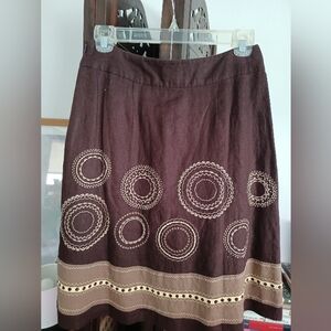 Talbots brown linen skirt. Size 2. Lined.